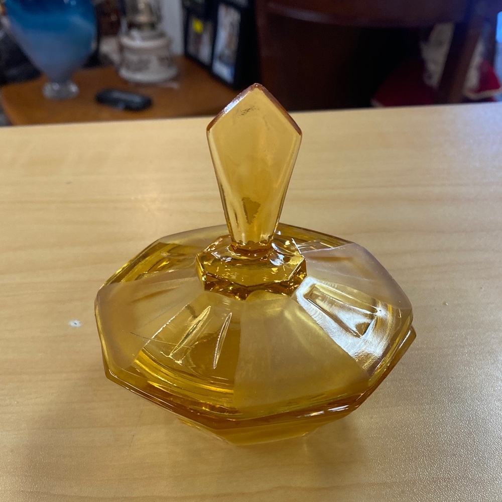 Amber Glass Trinket Box